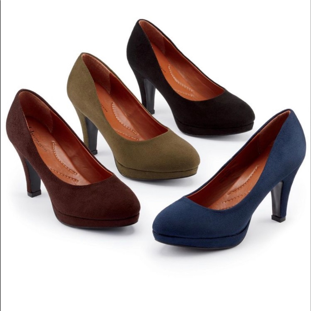 Faux Suede Chocolate Brown Platform Pumps Size 9.5